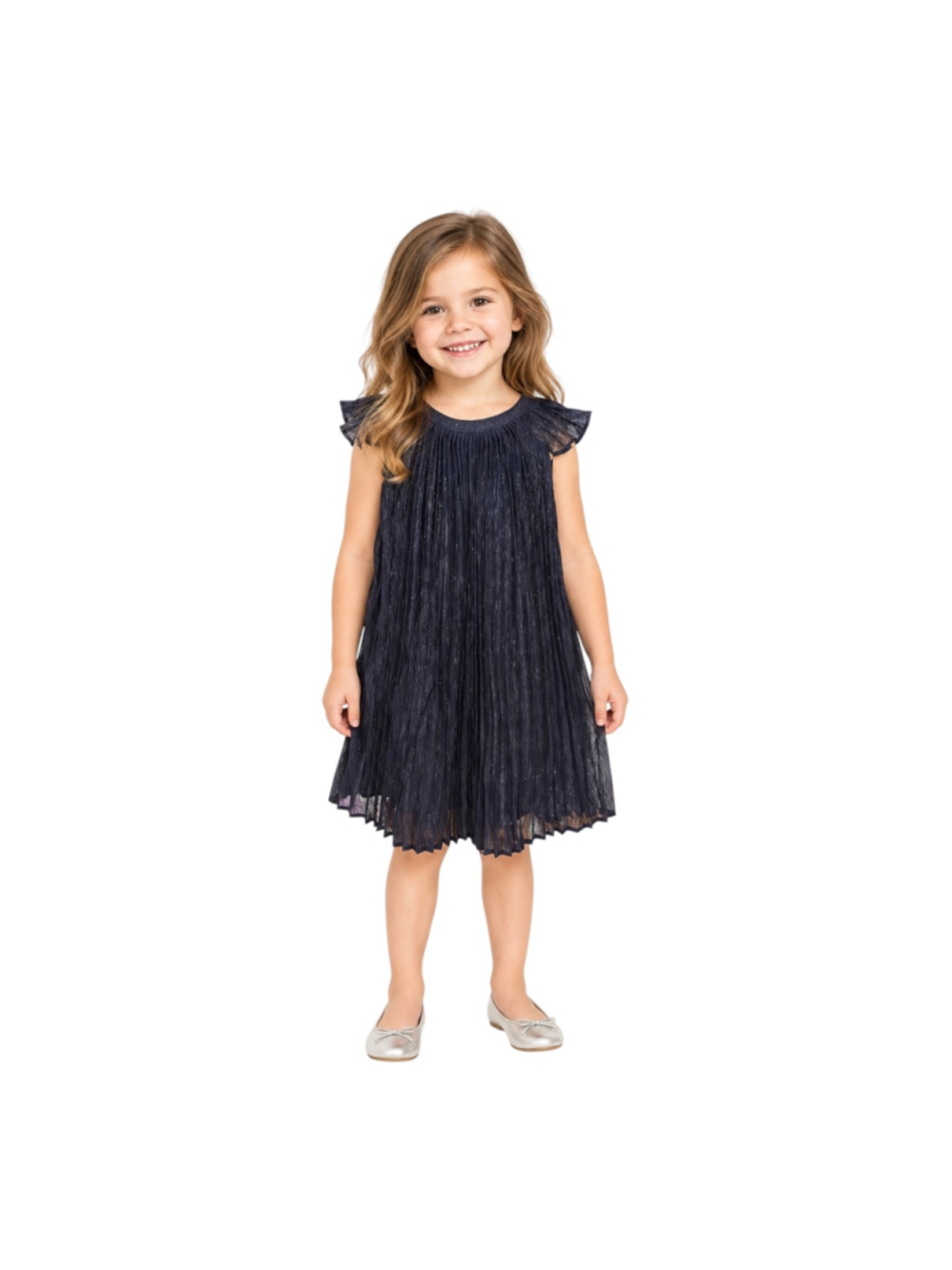 Baby Gap Girls Navy Pleated Sparkle Party Dress Size 4